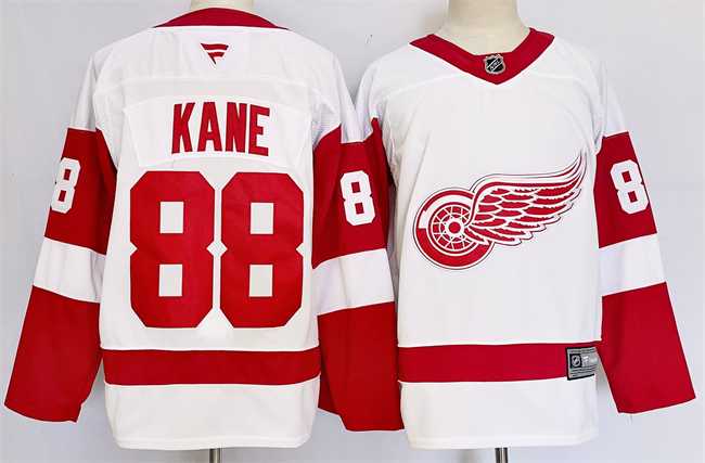 Mens Detroit Red Wings #88 Patrick Kane White 2024-25 Stitched Jersey